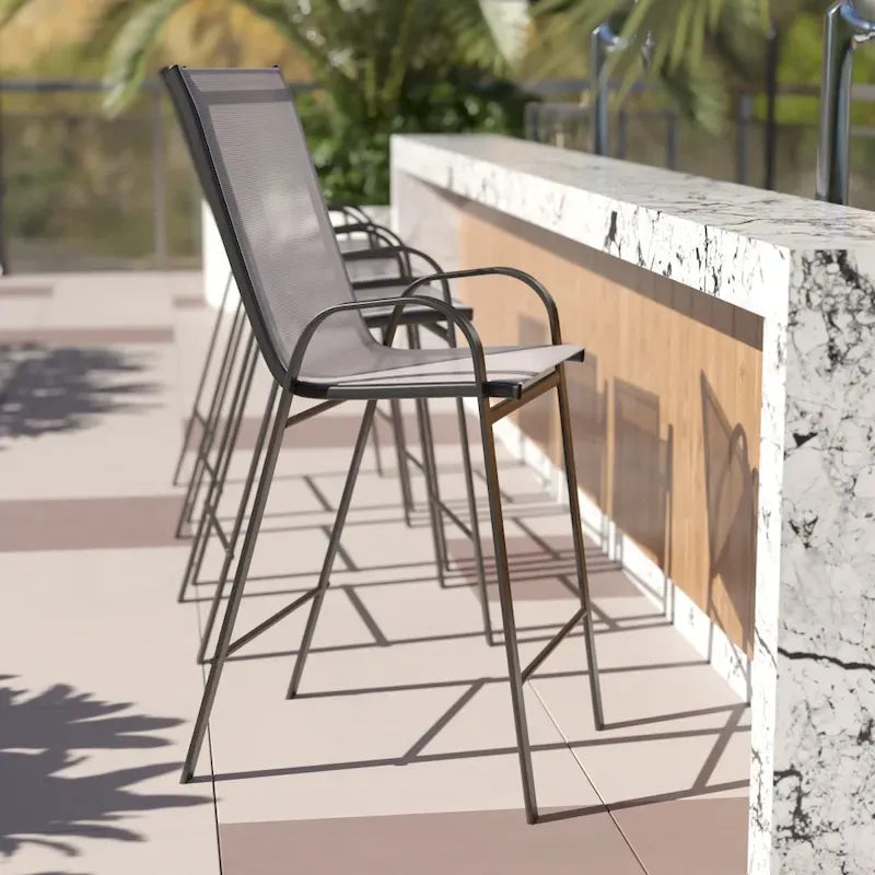 Lot de 4 tabourets de bar d'extérieur avec matériau Flex Comfort - Tabouret de terrasse