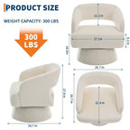 Fauteuil pivotant rond en velours – Fauteuil lounge moderne avec dossier rayé et coussin moelleux, chaise d'appoint élégante pour salon, chambre à coucher