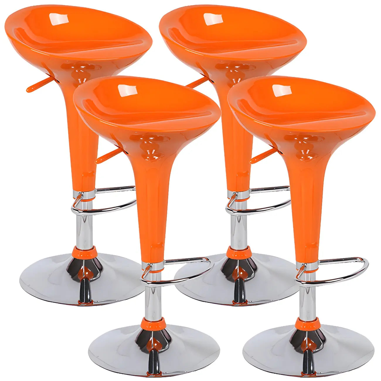 Tabouret de bar pivotant en plastique chromé réglable en hauteur