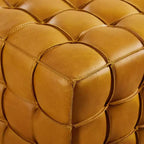 Ottoman en cuir cubique avec motif patchwork quadrillé