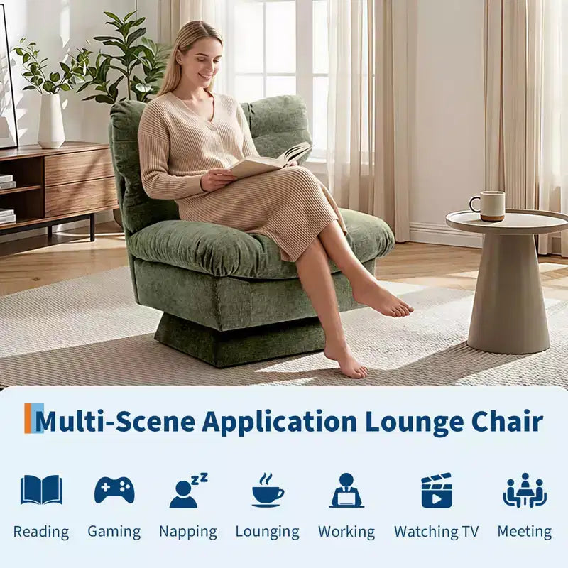 Fauteuil pivotant d'appoint moderne, fauteuil de salon 360°, coussin épais, rembourrage confortable, pour chambre, appartement, bureau