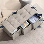 Banc de rangement pliant Ornavo Home de 101,6 cm avec tiroirs, parfait pour le salon, la chambre et l'entrée