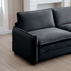 Canapé sectionnel modulaire en velours côtelé 6 places en U surdimensionné avec poufs