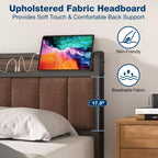 Lusimo Cadre de lit Twin XL, Lit plateforme rembourré avec tête de lit de rangement et station de charge