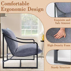 Lot de 2 fauteuils d'appoint modernes, fauteuils de lecture à structure métallique avec accoudoirs et coussin en mousse souple, fauteuils rembourrés de 127 kg pour salon, chambre à coucher