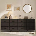 Commode avec 12 tiroirs en tissu et station de charge | Meuble TV extra large pour téléviseurs de 65 à 80 pouces, meuble de rangement pour salon, chambre