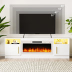 Meuble TV cheminée Bossin 70 avec cheminée électrique 36, meuble TV pour téléviseurs jusqu'à 80 pouces, lumières LED 16 couleurs/centre de divertissement