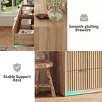 Commode à 8 tiroirs pour chambre à coucher, grande commode cannelée, organisateur de rangement en bois, armoire de rangement pour chambre à coucher, salon, maison