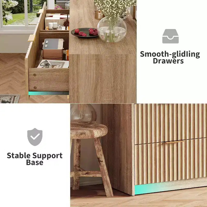 Commode à 8 tiroirs pour chambre à coucher, grande commode cannelée, organisateur de rangement en bois, armoire de rangement pour chambre à coucher, salon, maison