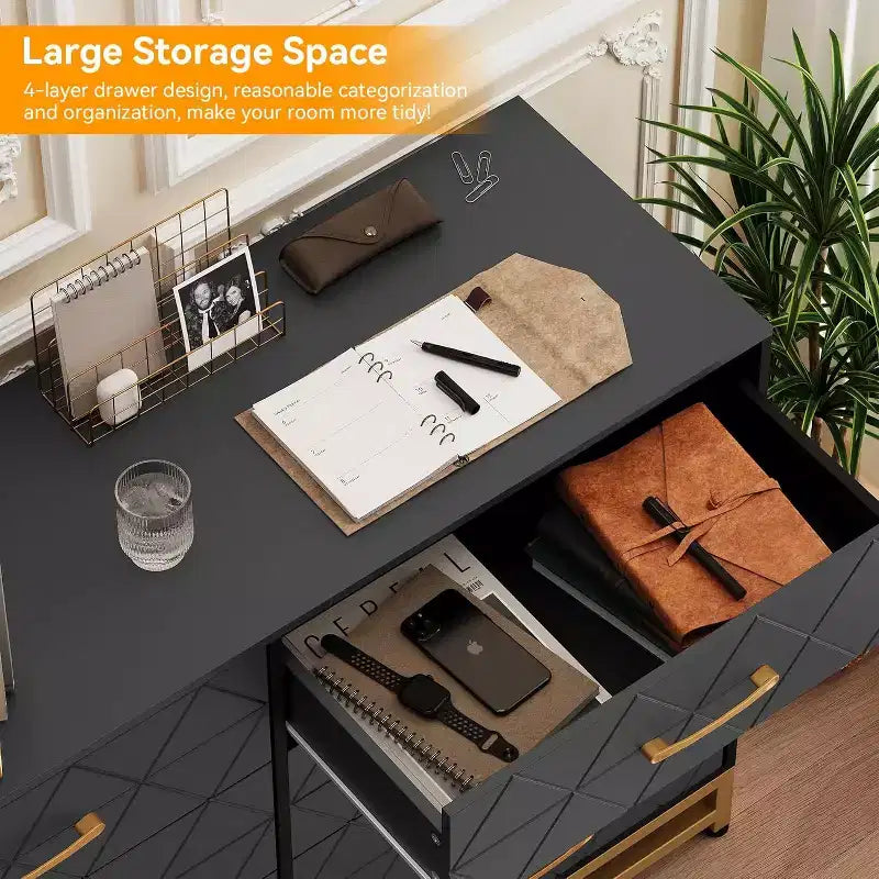 Commode de chambre avec 8 tiroirs, commode de meuble TV, grande commode en bois pour le rangement et l'organisation.