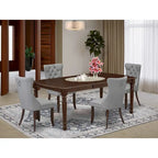 East West Furniture Ensemble de salle à manger composé d'une table rectangulaire en bois et de chaises rembourrées, acajou (options de pièces)