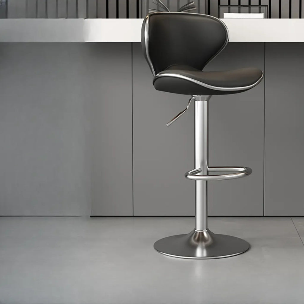Tabouret de bar réglable pivotant à coussin en cuir