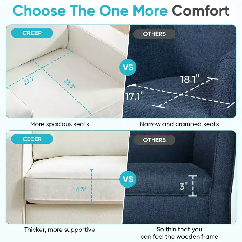 Mjkone Fauteuil pivotant moderne 360°, Fauteuil carré rembourré, Canapé simple confortable en chenille