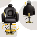 Fauteuil de barbier pivotant à 360°, Fauteuil de coiffeur avec pompe hydraulique robuste, appui-tête réglable et dossier inclinable, Fauteuil de salon inclinable
