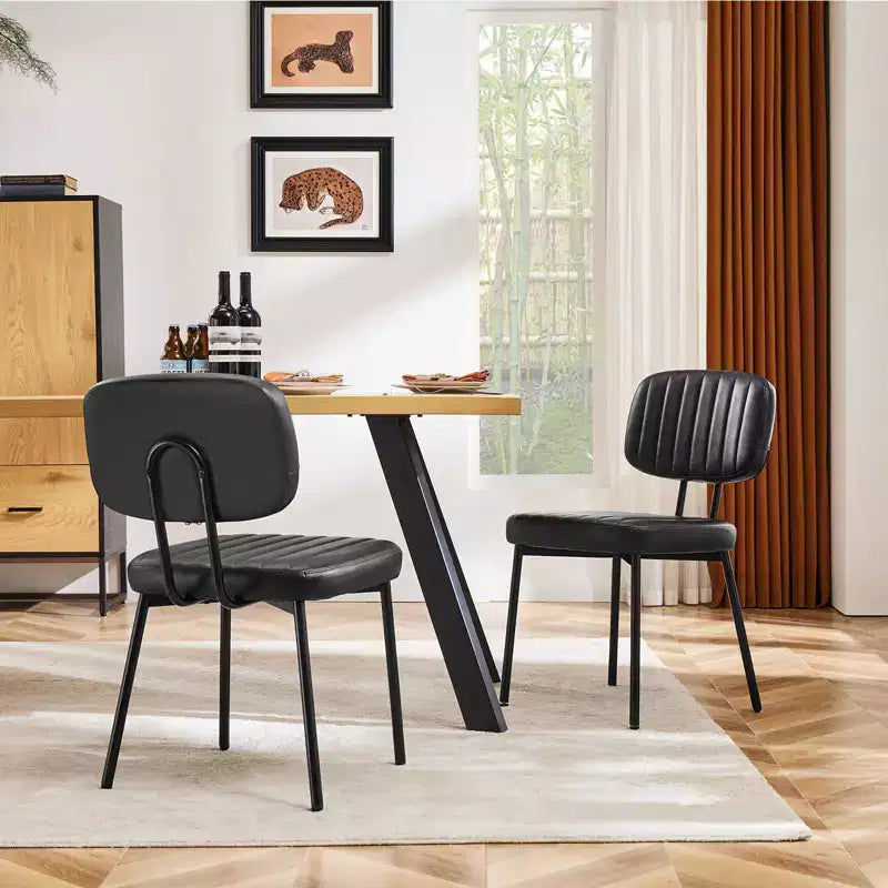 Okak Chaise de salle à manger capitonnée en similicuir avec cadre en métal, lot de 2 chaises d'appoint pour salle à manger, cuisine