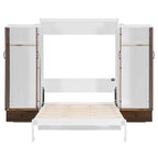 Lit escamotable mural avec armoire, tiroirs, éclairage LED et bureau