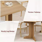 Grande table à manger rectangulaire de 180 cm pour 6 à 8 personnes, table de salle à manger rustique en bois massif avec pieds robustes et plateau solide pour salle à manger