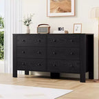 Commode à 6 tiroirs pour chambre à coucher, Organiseur de commode large et moderne avec tiroirs de rangement, Commode en bois pour salon, entrée, bureau à domicile