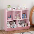 Étagère à Livres et Organisateur de Jouets pour Enfants à 2 Niveaux - Meuble de Rangement en Bois pour Salle de Jeux, Chambre d'Enfant, Chambre à Coucher (Étagère à Livres et Jouets pour Tout-Petits)