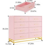 Commode de chambre avec 8 tiroirs, commode de meuble TV, grande commode en bois pour le rangement et l'organisation.