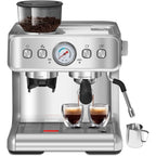Machine à café semi-automatique avec contrôle intelligent de la température et fonction eau chaude, 30 réglages de mouture