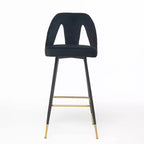 Tabourets de bar en velours avec dossier et repose-pieds, chaises d'îlot de cuisine modernes rembourrées, tabourets de comptoir à coussin large pour bar café, lot de 2
