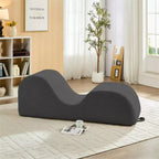 Mjkone Chaise Longue de Yoga en Velours Côtelé, Canapé de Yoga Incurvé avec Appui-Tête/Coussin Lombaire/Repose-Pieds Amovibles, Base Antidérapante