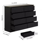 Commode double COZONY 51 po de large à 8 tiroirs – Grande commode horizontale avec tiroirs profonds et plateau large pour chambre, dressing, salon et couloir
