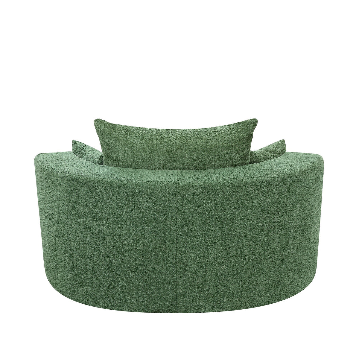Fauteuil baril accent en chenille, Fauteuil de salon, Fauteuil rond avec base pivotante à 360 degrés et 3 coussins amovibles