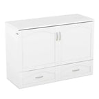 Lit escamotable Whisen avec structure de poulie, se plie dans une armoire avec tiroir et ports USB