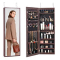 VEVOR Armoire à Bijoux avec Miroir, Armoire à Bijoux Verrouillable de 108 cm de Haut avec Miroir sur Pied, Miroir à Bijoux Mural ou à Suspendre à la Porte, Marron