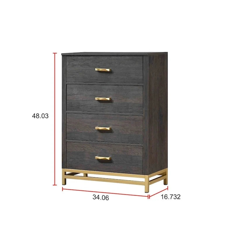Ensemble de chambre à coucher 3 pièces Wedro marron foncé rustique à panneaux