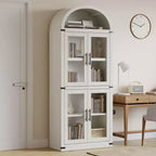 Coolmee Étagère arche avec portes, étagères de rangement rustiques, bibliothèque arrondie en bois de 181 cm de haut pour salon, cuisine, bureau