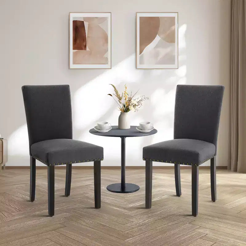 Lot de 2 chaises de salle à manger modernes, chaises de cuisine en tissu rembourré avec garniture cloutée, chaises de salle à manger confortables pour petit appartement, maison