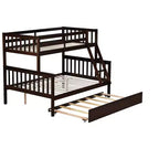 Lit superposé jumeau sur grand, détachable, avec lit gigogne pour enfants et adolescents, lit superposé en bois avec échelle et garde-corps, séparable en 2 lits.
