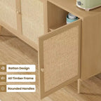 JVNOXK Buffet 18 pouces avec 3 Portes en Rotin, Console de Rangement de Cuisine Moderne, Adapté pour l'Entrée et le Salon, Finition Naturelle
