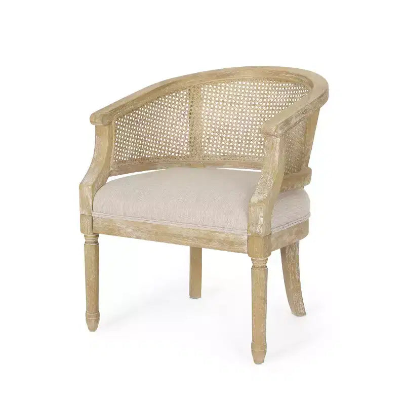 TUYOHW Fauteuil d'appoint moderne en bois avec assise épaisse et confortable, dossier incurvé en rotin, fauteuil de salon pour le séjour, la chambre