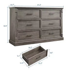COZONY 47 Commode de ferme à 6 tiroirs, double commode rustique en bois avec poignées en métal pour chambre, salon et rangement de couloir