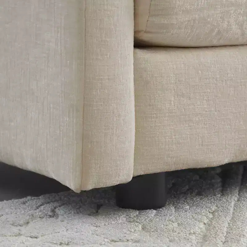 Canapé Confort MAYEERTY en U avec méridienne réversible, Grand Canapé Modulable en U avec Pouf pour Salon, Beige