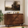 Commode à 6 tiroirs pour chambre à coucher, commode en bois moderne de 120 cm de large avec grand espace de rangement en bois, commode pour salon, couloir