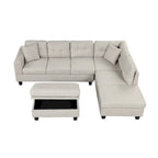 Canapé d'angle moderne 7 places avec pouf de rangement 105