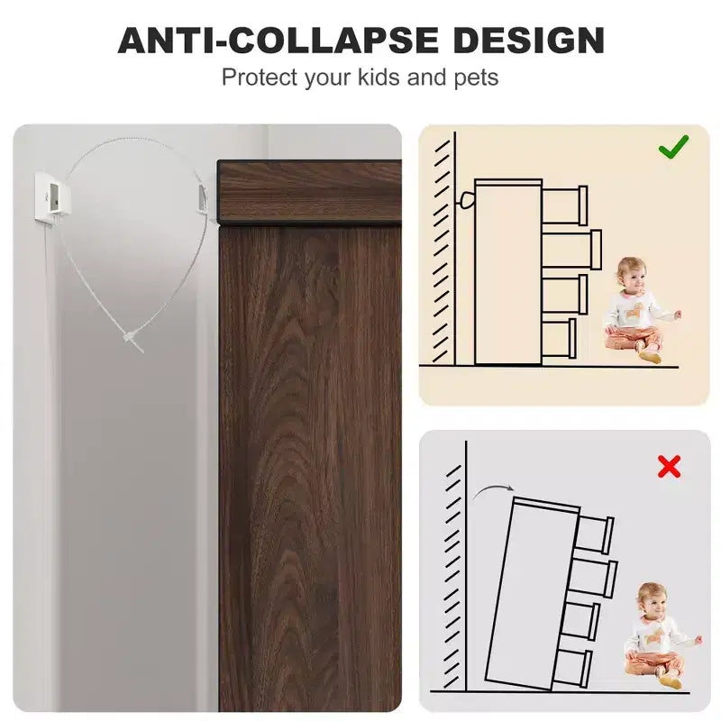 Commode 4 Tiroirs pour Chambre à Coucher, Tiroirs avec Poignées Intégrées, Organiseur de Commode en Bois pour Salon, Chambre de Bébé, Couloir et Entrée