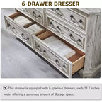 Commode à 6 tiroirs SinCiDo pour chambre à coucher, commode rustique en bois de style ferme, commode vintage de 54 po de largeur pour salon