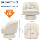 Fauteuil d'appoint pivotant moderne avec dossier rayé et coussin moelleux - Chaise longue ronde rembourrée