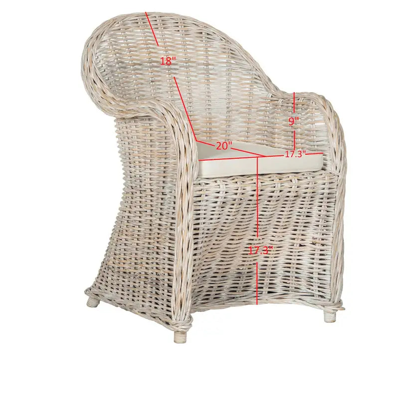 SAFAVIEH Sinja Fauteuil club en rotin jaune - 24 x 26 x 35 - 24x26x35H