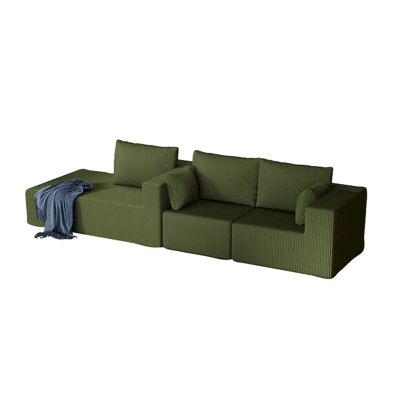 Canapé modulaire d'angle en velours côtelé 108.3 avec méridienne