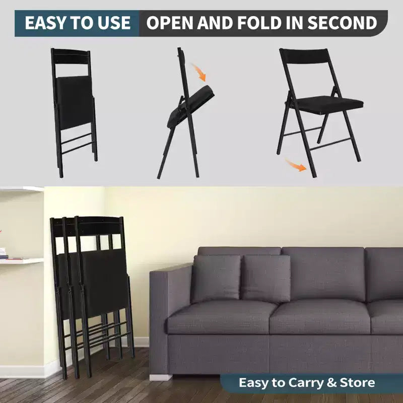 Chaise pliante rembourrée SUGIFT avec doubles charnières