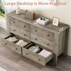 Commode à 6 tiroirs pour chambre à coucher, Organiseur de commode large et moderne avec tiroirs de rangement, Commode en bois pour salon, entrée, bureau à domicile