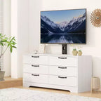 Meuble TV moderne de 63 pouces avec support pour téléviseur de 75 pouces, console multimédia à hauteur réglable avec 6 tiroirs, centre de divertissement robuste en MDF pour salon, chambre à coucher
