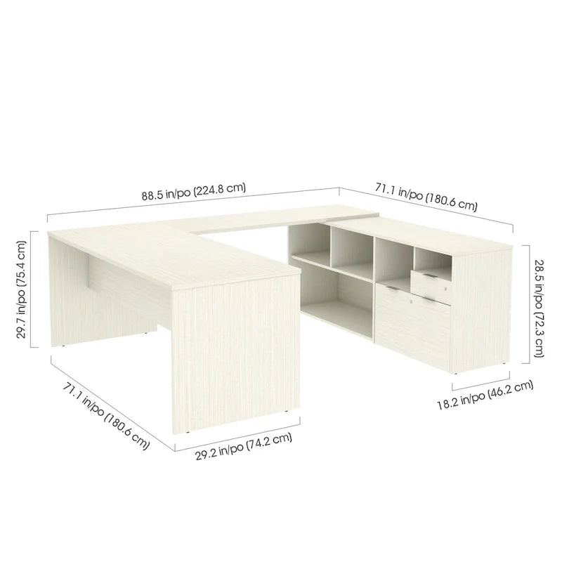 Bureau en U Bestar i3 Plus avec deux tiroirs